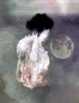 Girl with Moon Sinking — Gray
